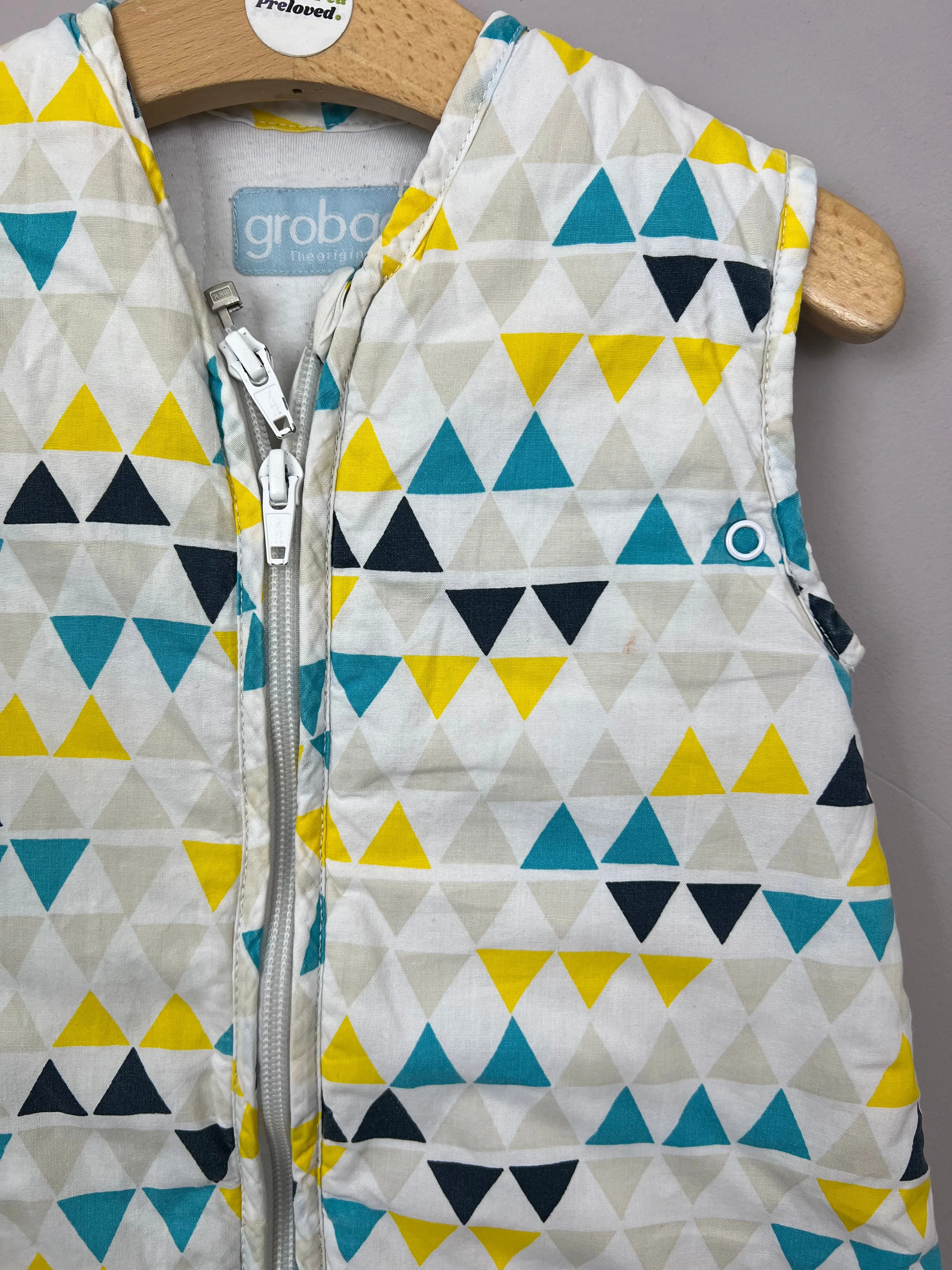 0-6m Grobag teal/yellow triangle print sleeping bag 2.5 tog