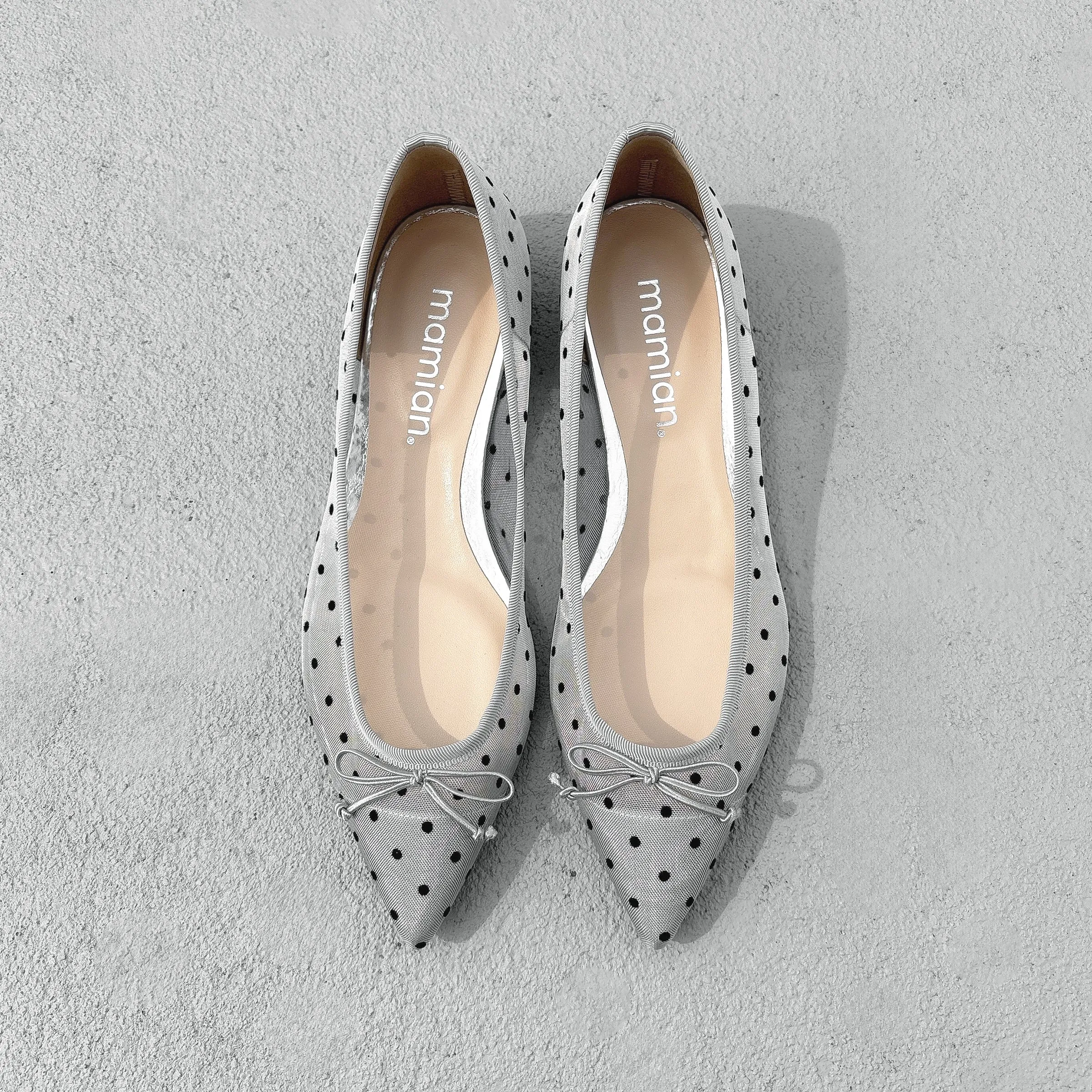 10%OFF: 2024SS: Dot Tulle Ballet Shoes (m17037) Silver TU