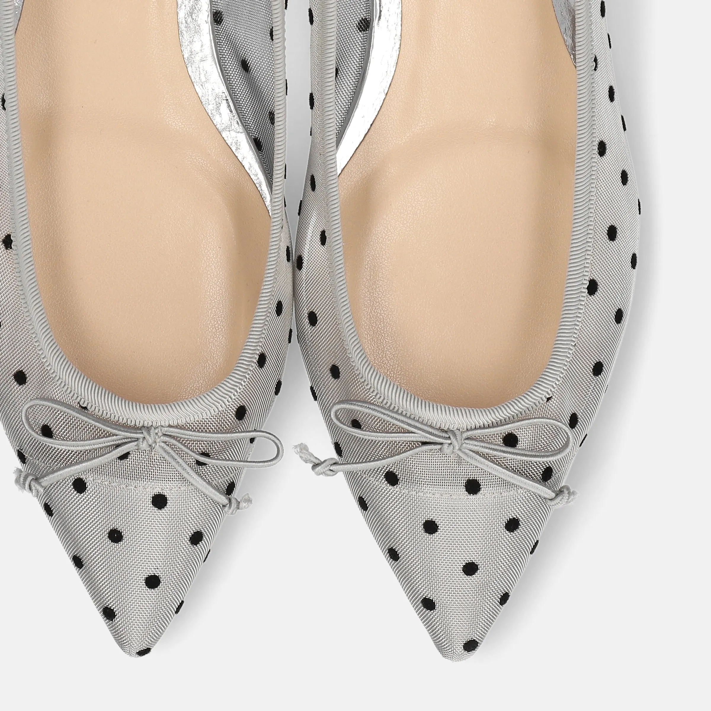 10%OFF: 2024SS: Dot Tulle Ballet Shoes (m17037) Silver TU