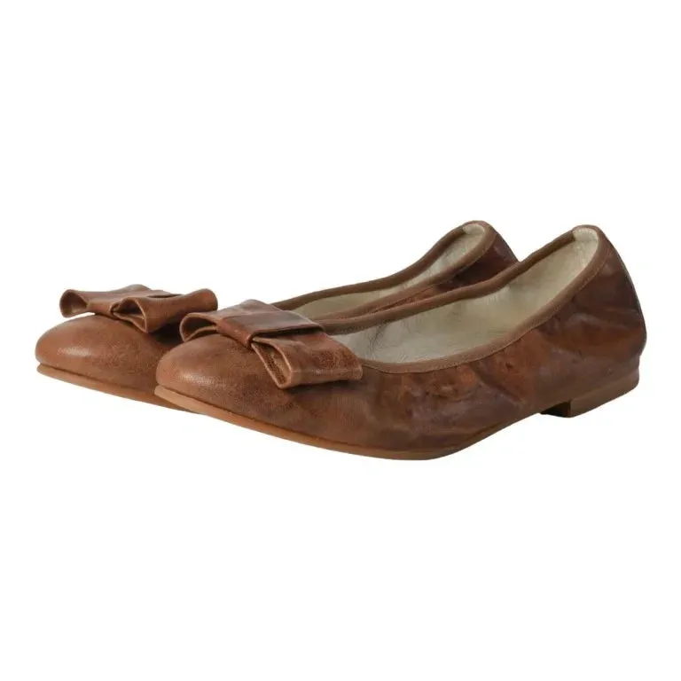 1412 - Tan Soft Leather Flats for Girl/Teen/Women by London Kids