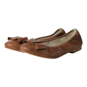 1412 - Tan Soft Leather Flats for Girl/Teen/Women by London Kids