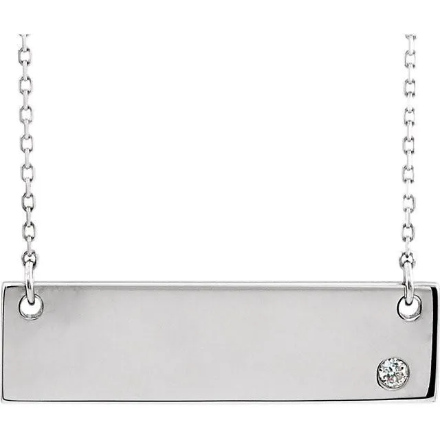 14K White Gold .025 CTW Bar