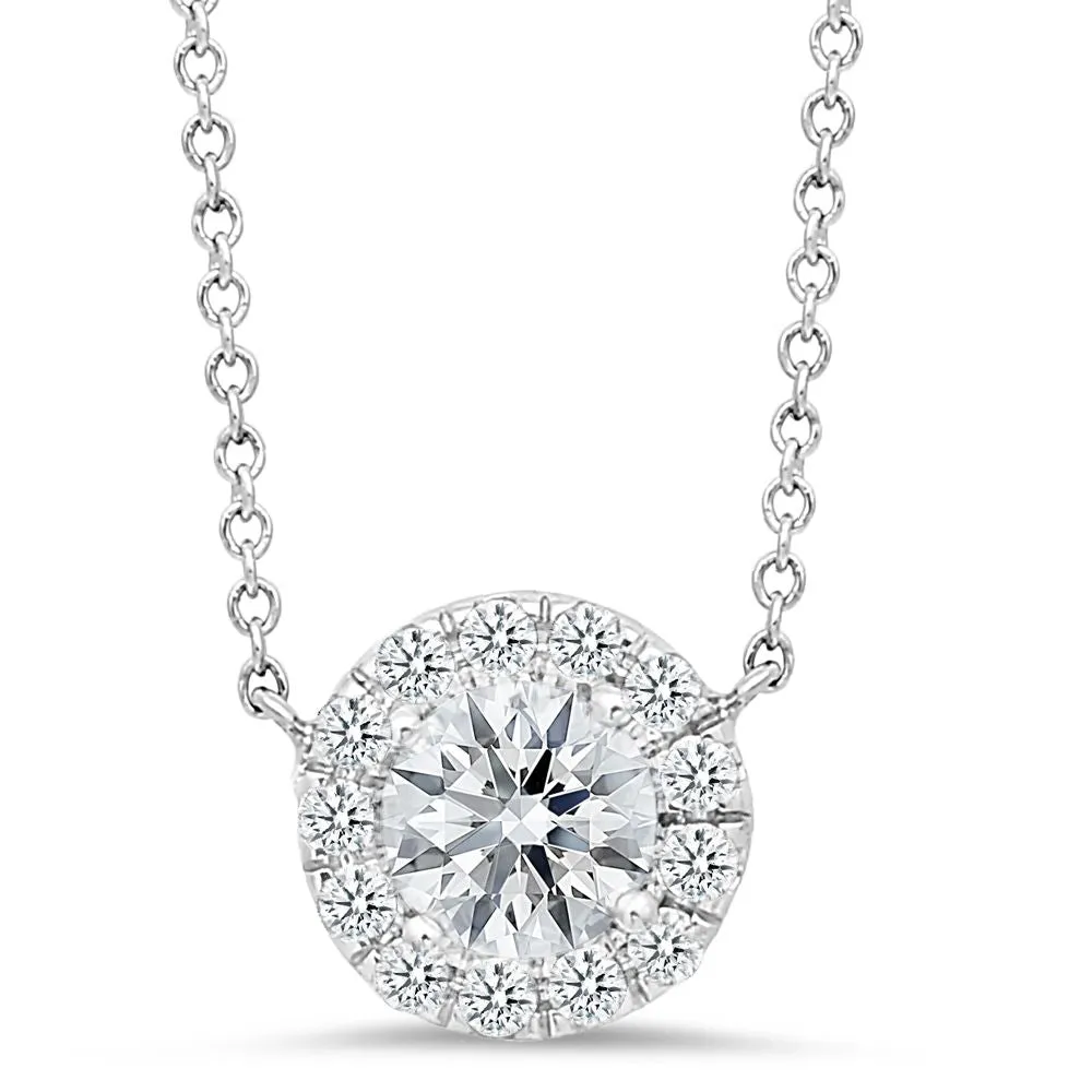18K white gold pendant with 0.15ct diamonds and .45ct diamond center