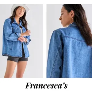 (41)New Francesca’s Tasha Oversized Denim Shacket