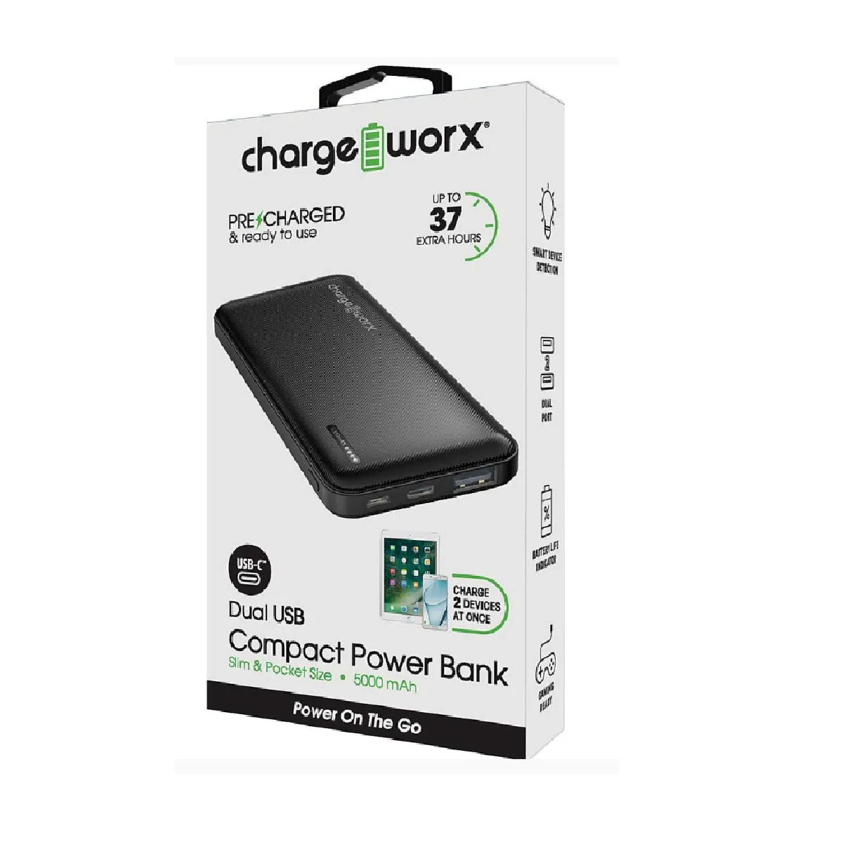 500mAh USB-C & USB Slim Power Bank