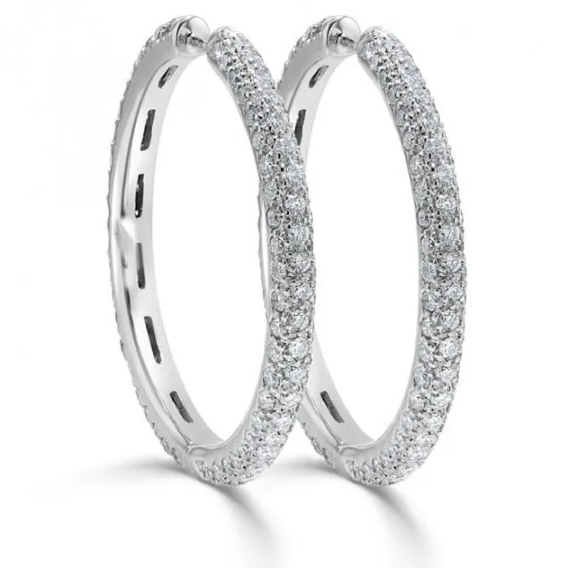 8 Carat Trendy Natural Earth Mined Diamond Hoop Designer Earrings