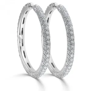 8 Carat Trendy Natural Earth Mined Diamond Hoop Designer Earrings