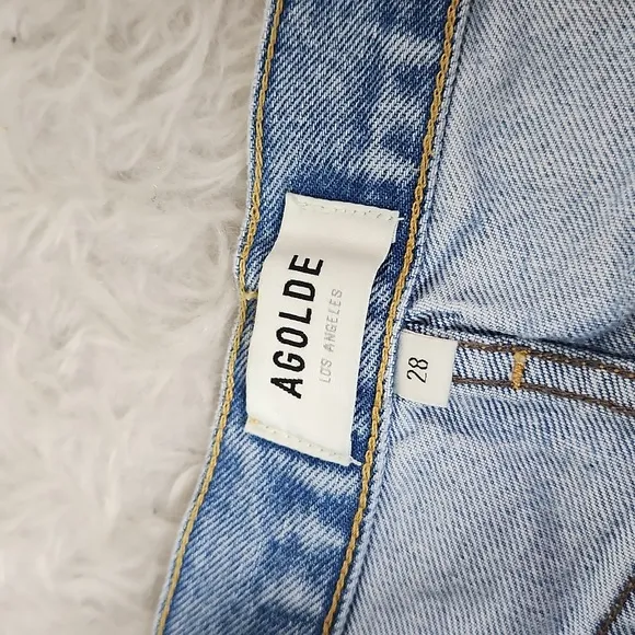 AGolde LA Parker distressed shorts jeans denim 28 vintage-washed mid rise