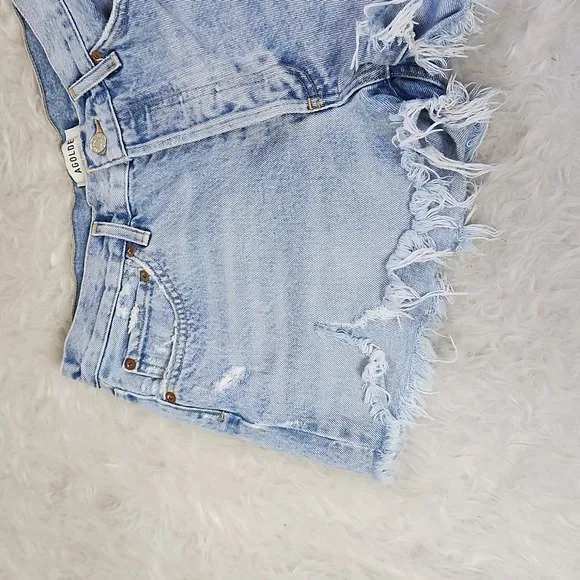 AGolde LA Parker distressed shorts jeans denim 28 vintage-washed mid rise