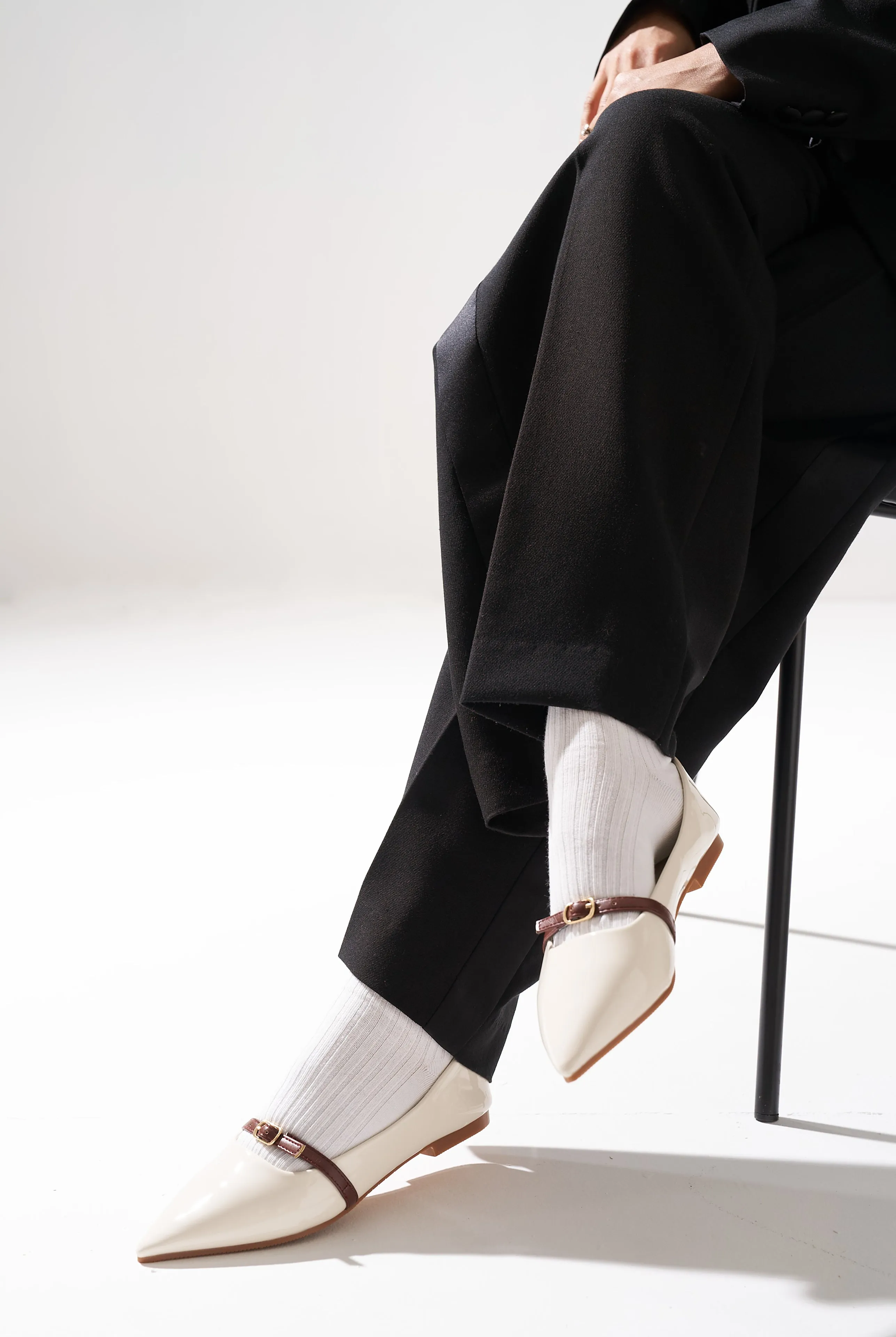 Aileen Patent Flats & Ballerina (White)