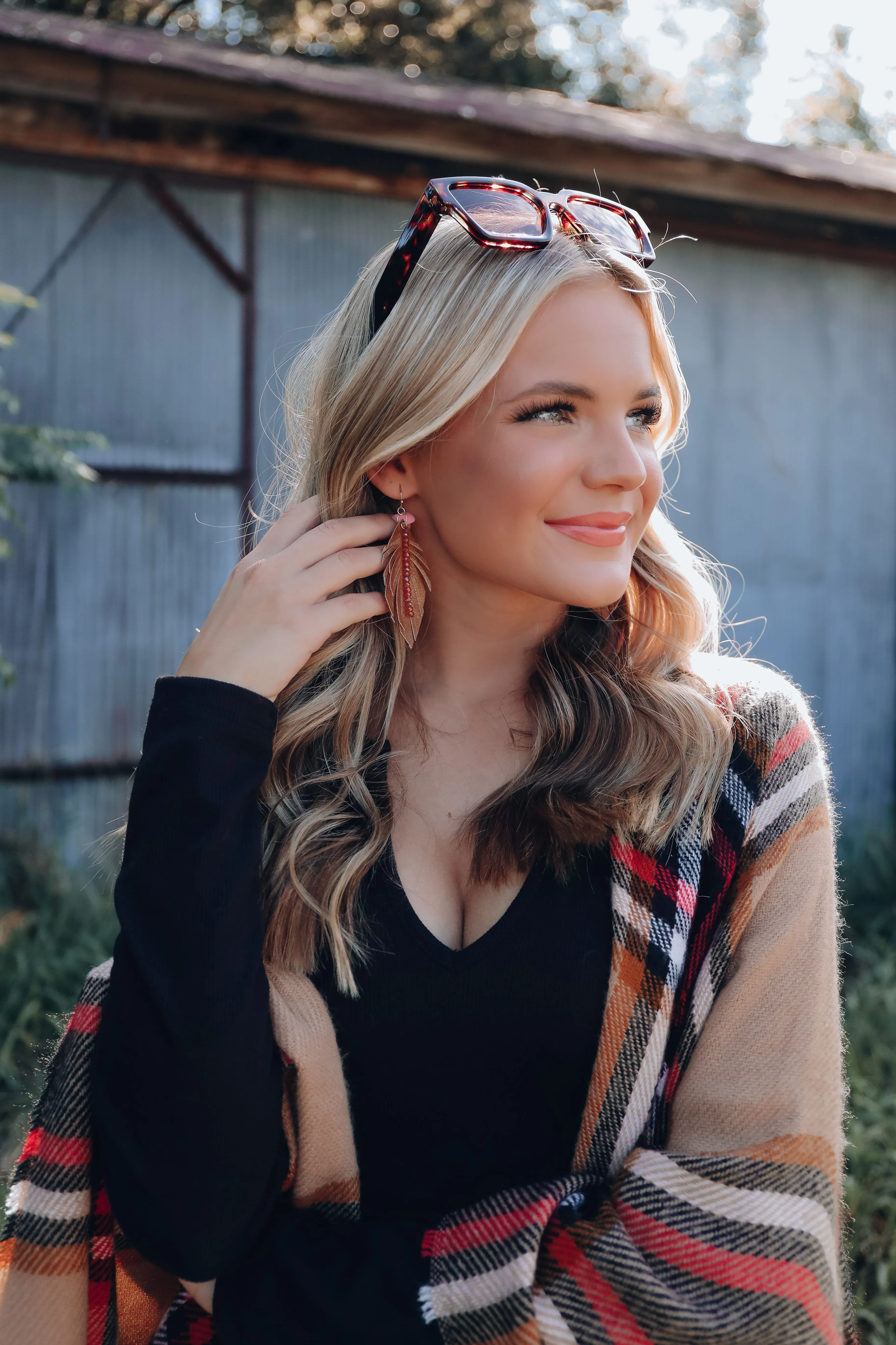 Annalise Feather Earrings - Brown