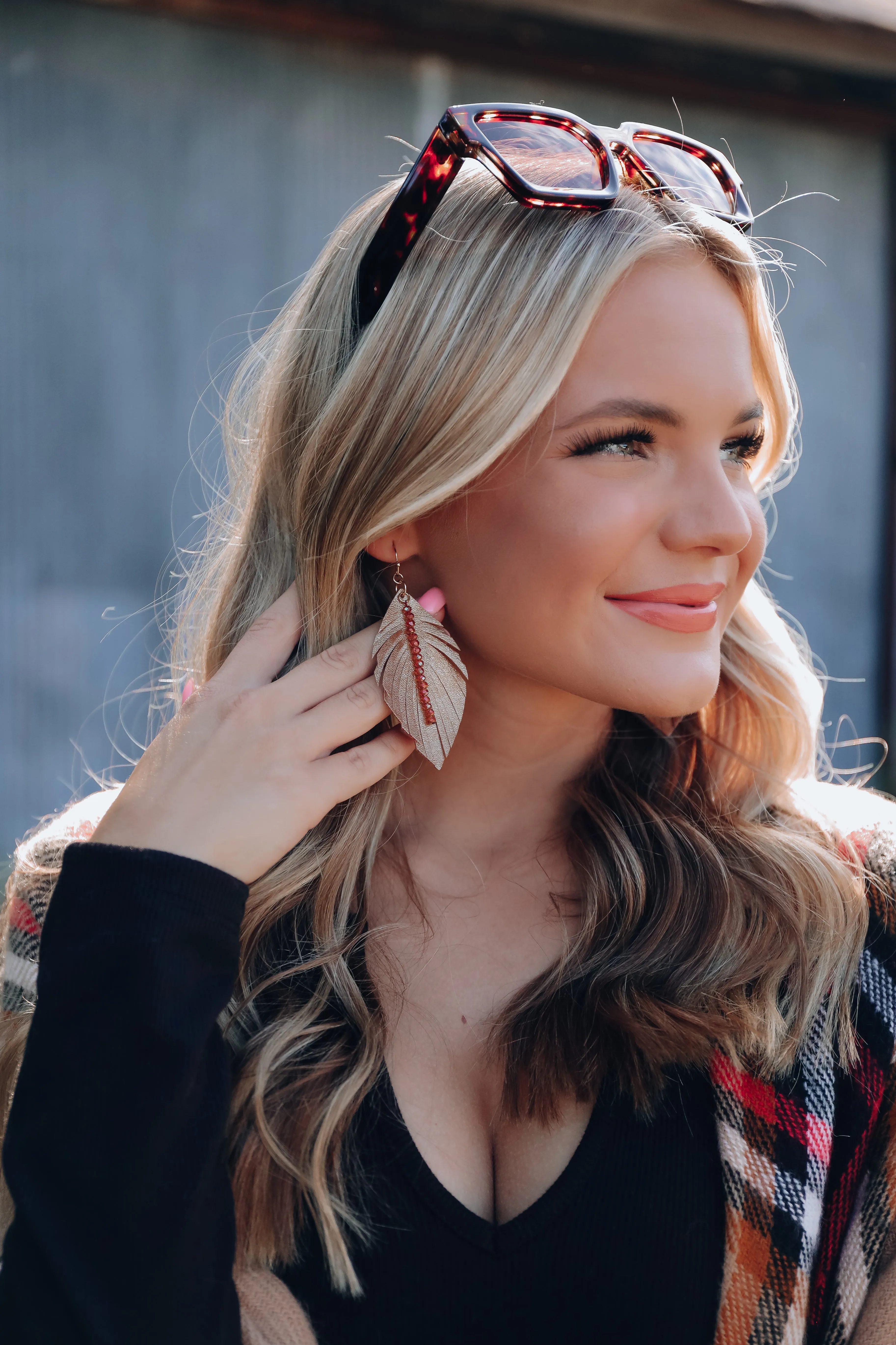 Annalise Feather Earrings - Brown