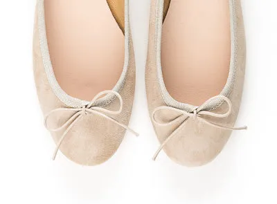 Beige suede ballet flats