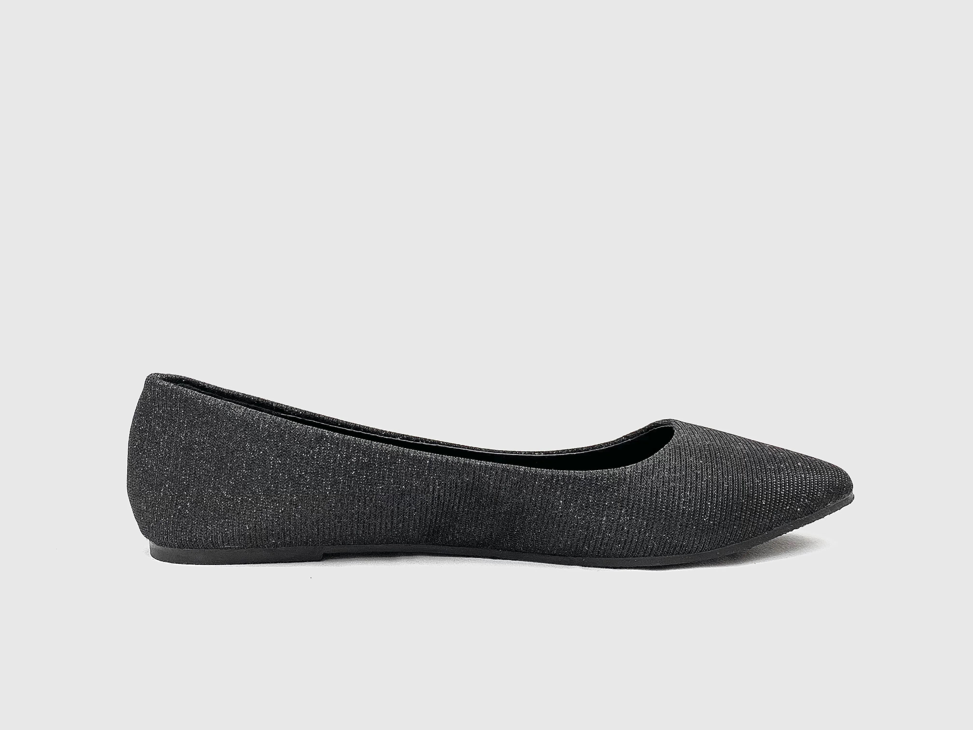 Black Glittery Flats