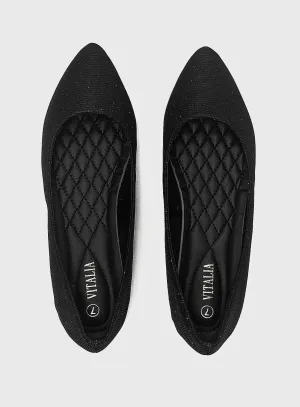 Black Glittery Flats
