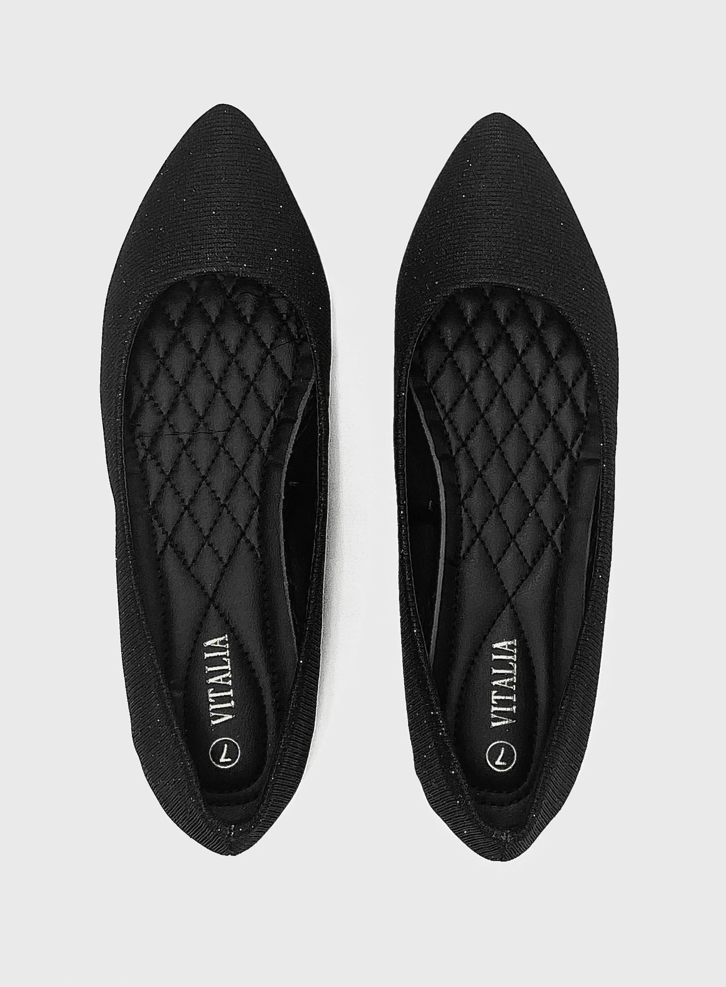 Black Glittery Flats