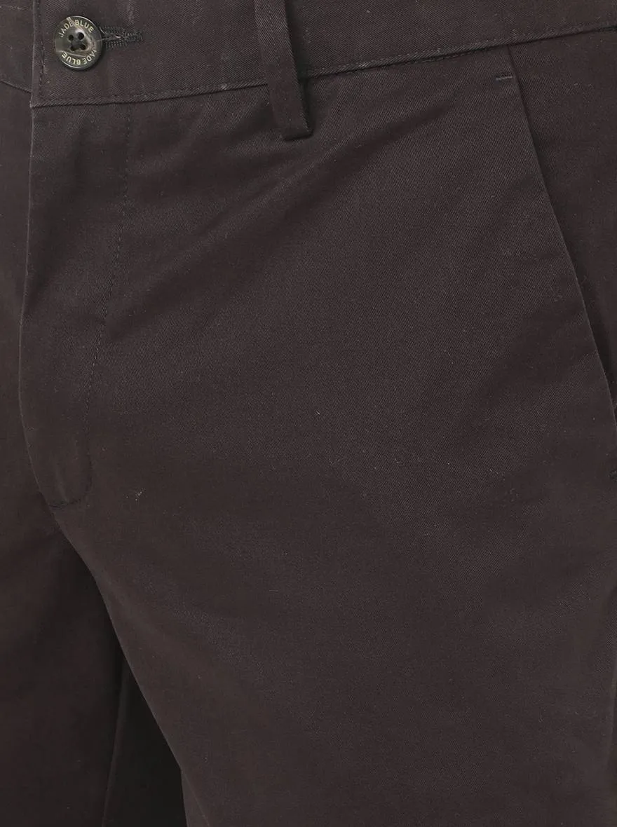 Black Solid Uno Fit Casual Trouser | JadeBlue