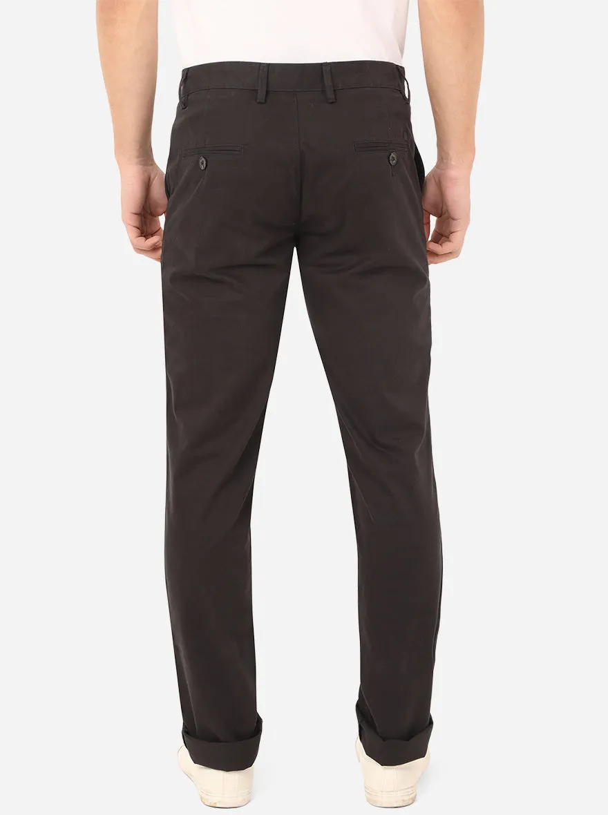 Black Solid Uno Fit Casual Trouser | JadeBlue