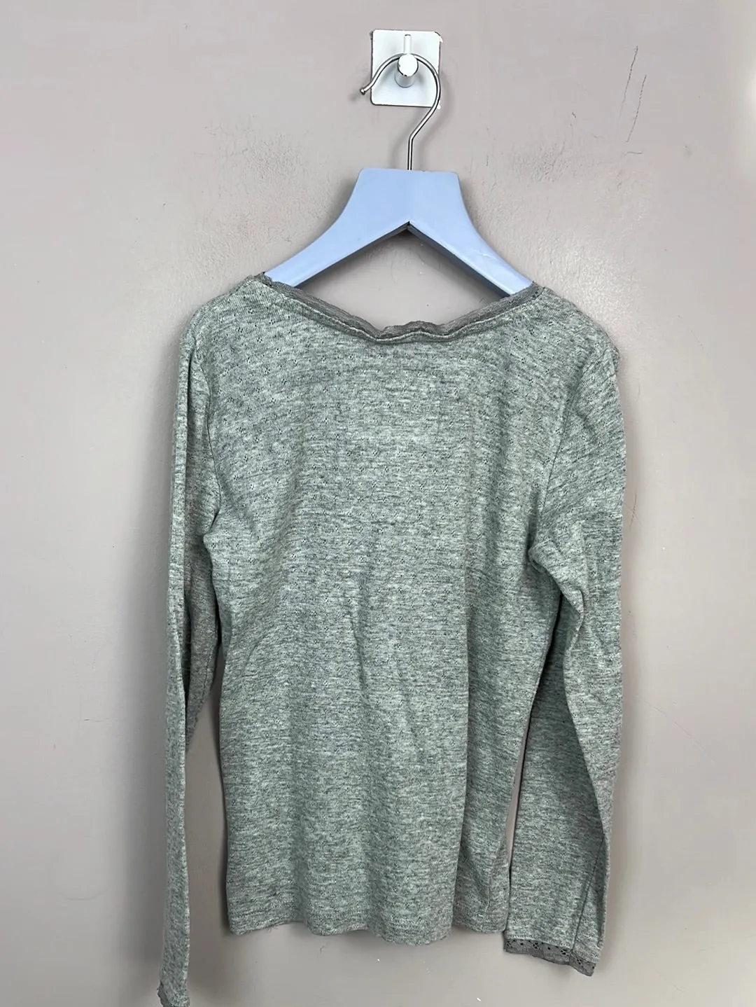 Boden grey pointelle T-shirt 9-10y