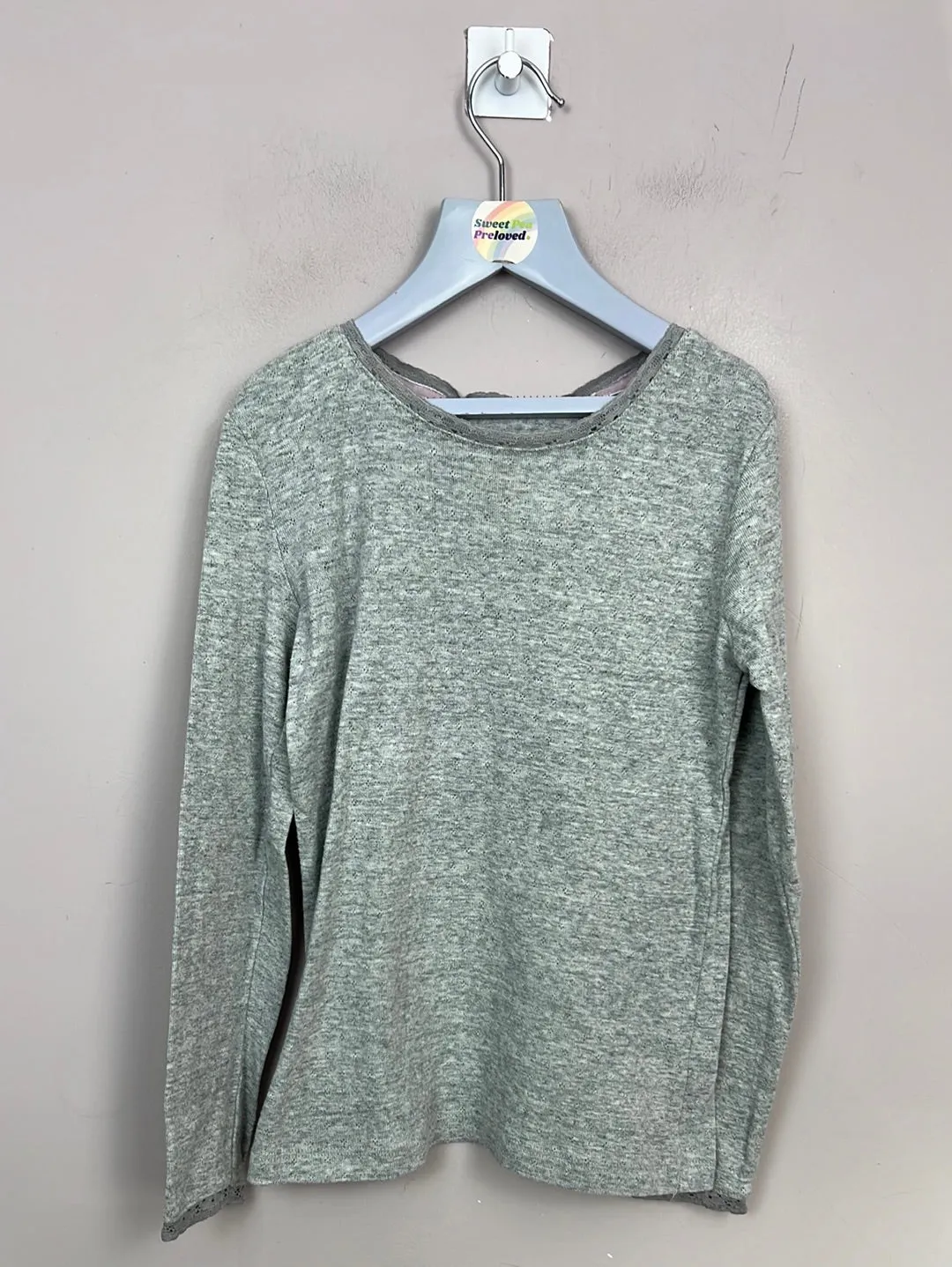 Boden grey pointelle T-shirt 9-10y