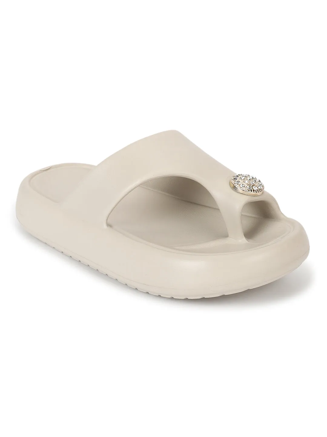 Bone PU Toe Ring Slip-On Flats (TC-RS4200-BON)