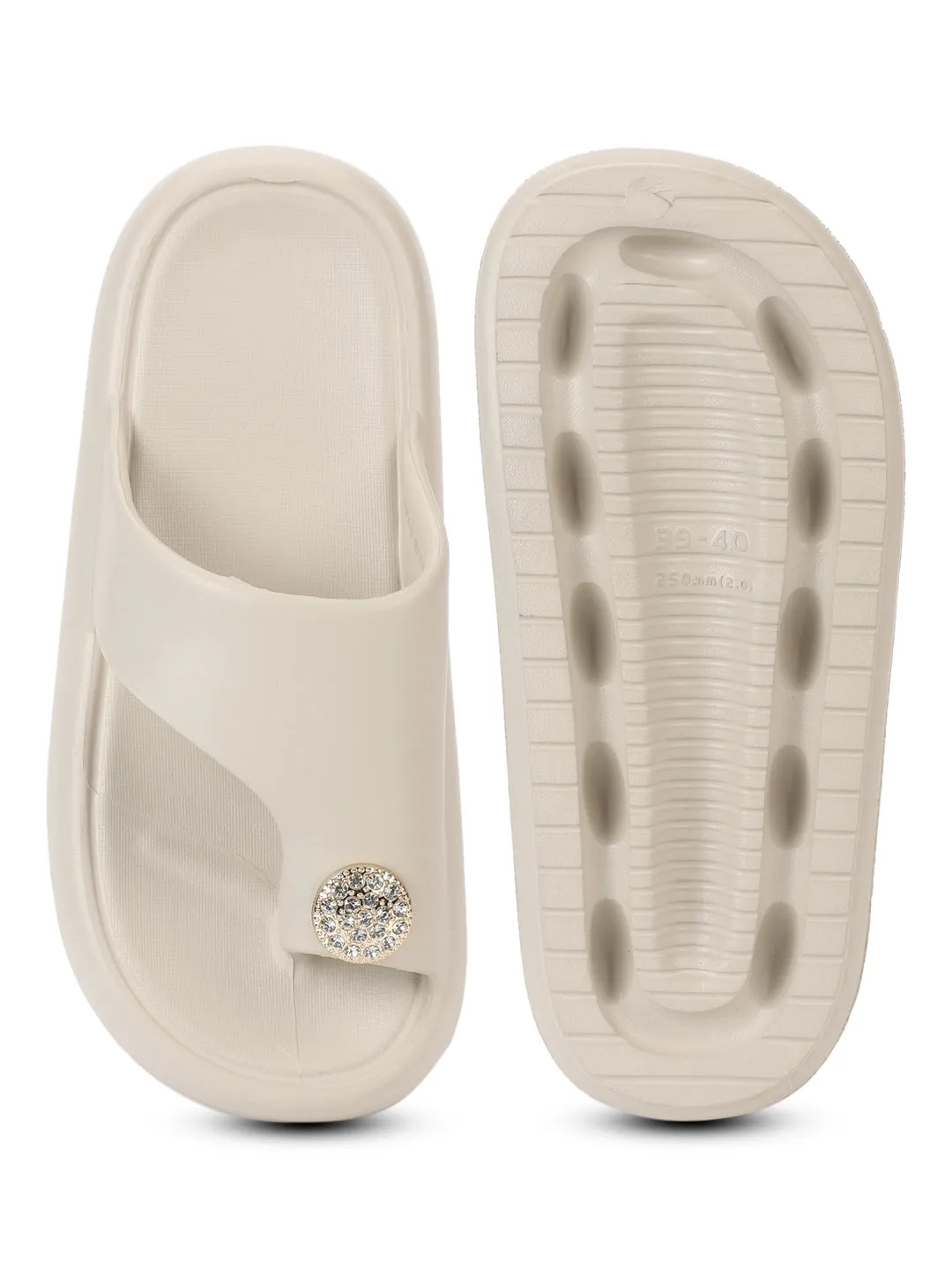 Bone PU Toe Ring Slip-On Flats (TC-RS4200-BON)