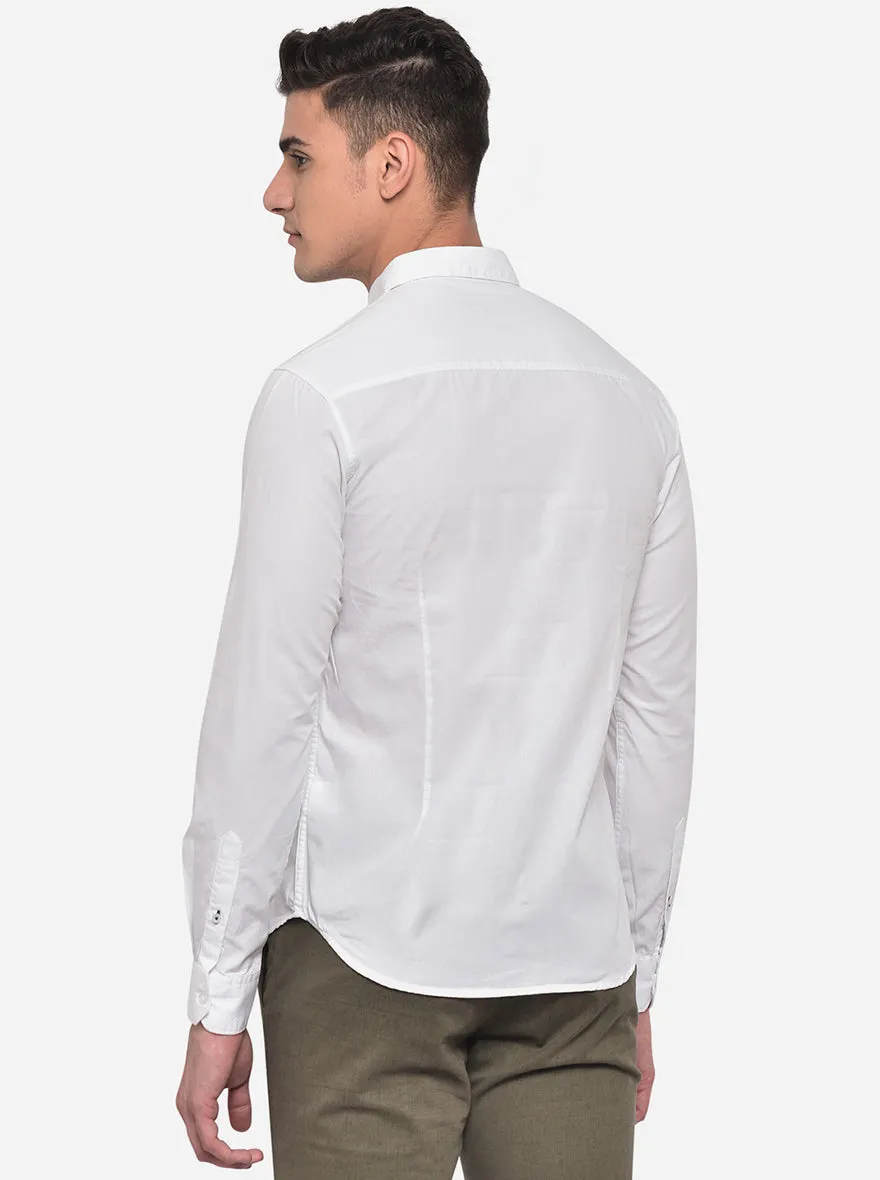 Bright White Solid Slim Fit Semi Casual Shirt | Greenfibre