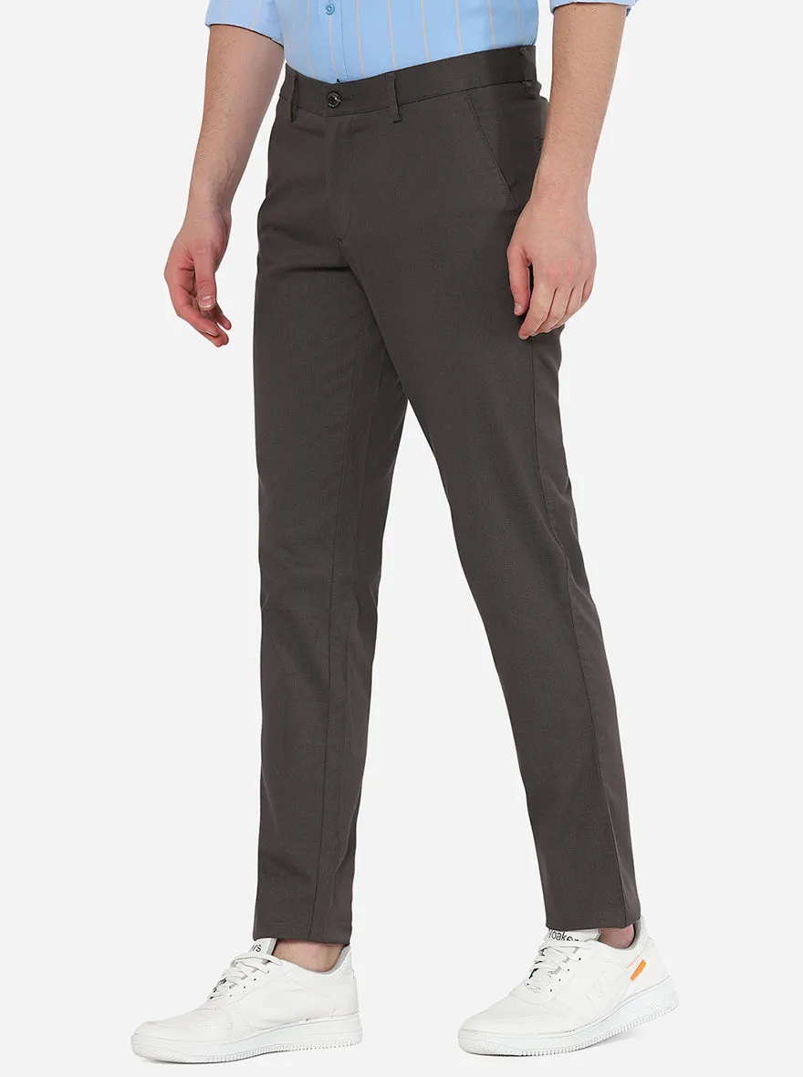 Brown Checked Uno Fit Casual Trouser | JadeBlue