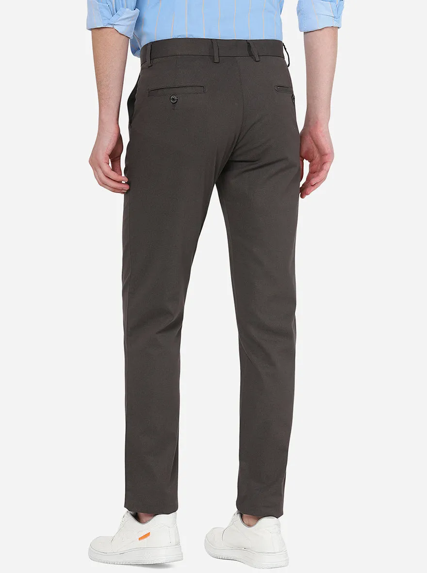 Brown Checked Uno Fit Casual Trouser | JadeBlue