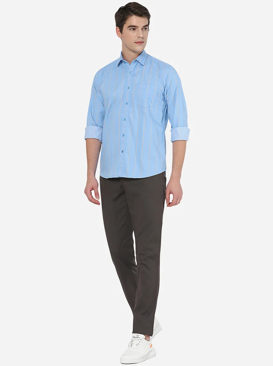 Brown Checked Uno Fit Casual Trouser | JadeBlue