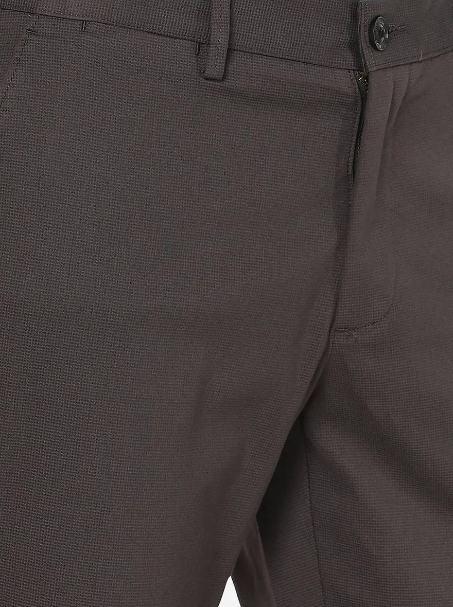 Brown Checked Uno Fit Casual Trouser | JadeBlue