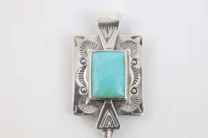 Carolyn Pollack 925 4.91tcw Turquoise American West Feather Pendant (11.28g.)