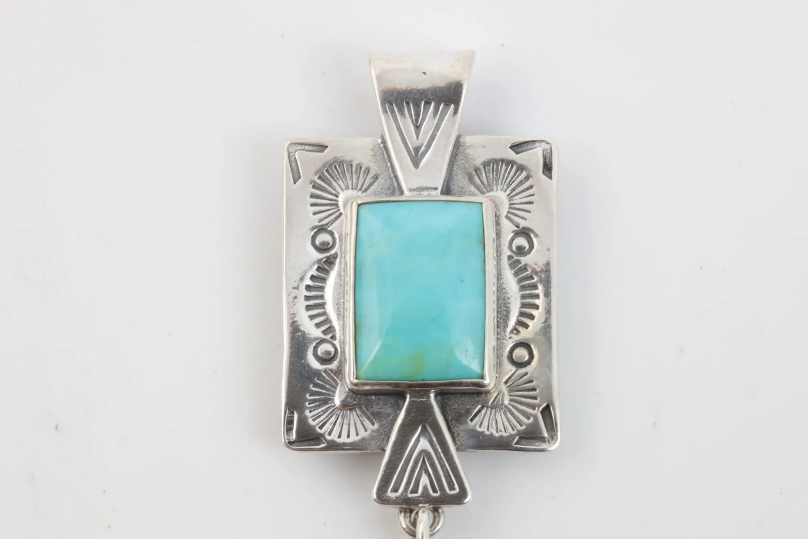Carolyn Pollack 925 4.91tcw Turquoise American West Feather Pendant (11.28g.)