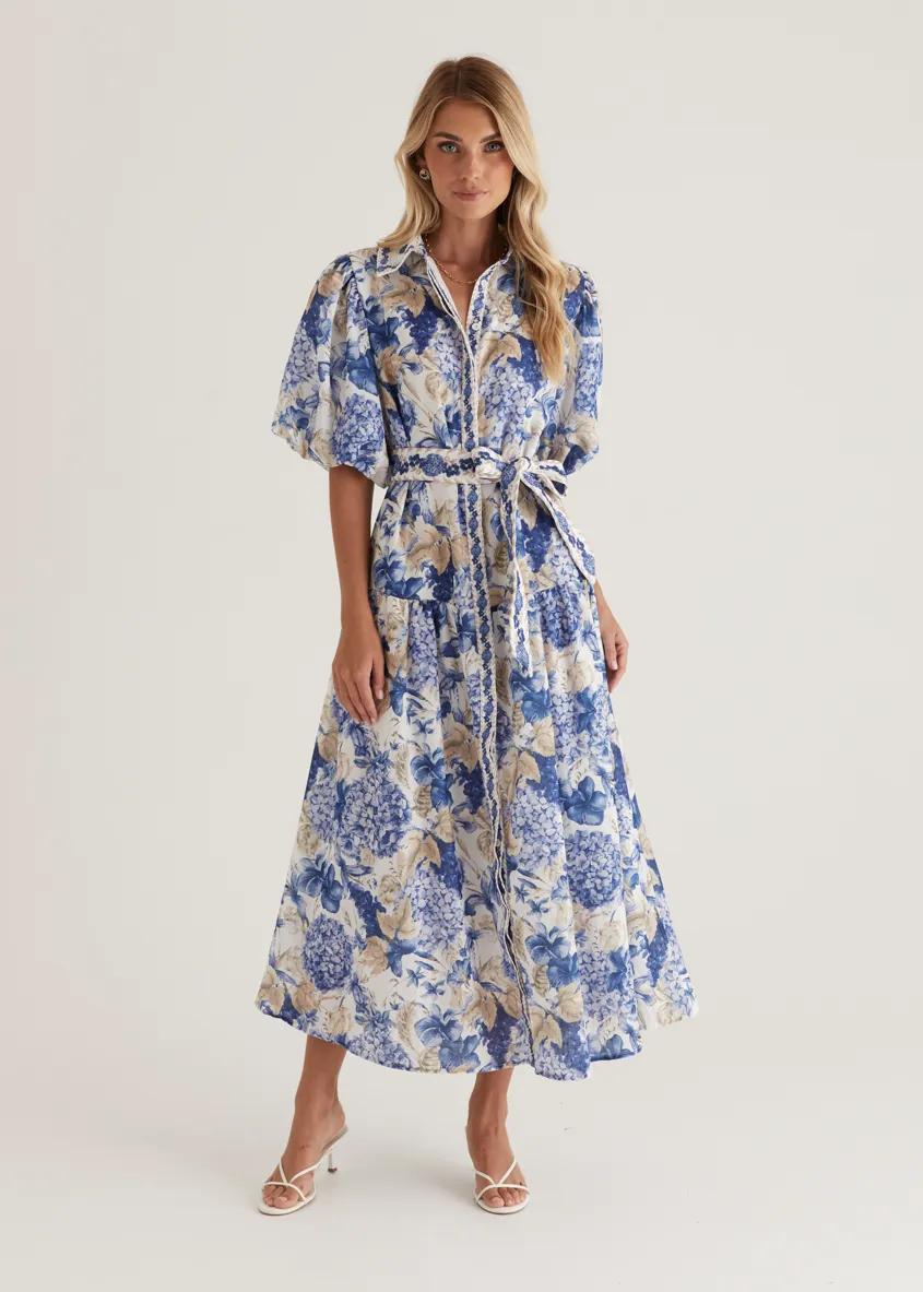 Ceres Midi Dress - White Hydrangea