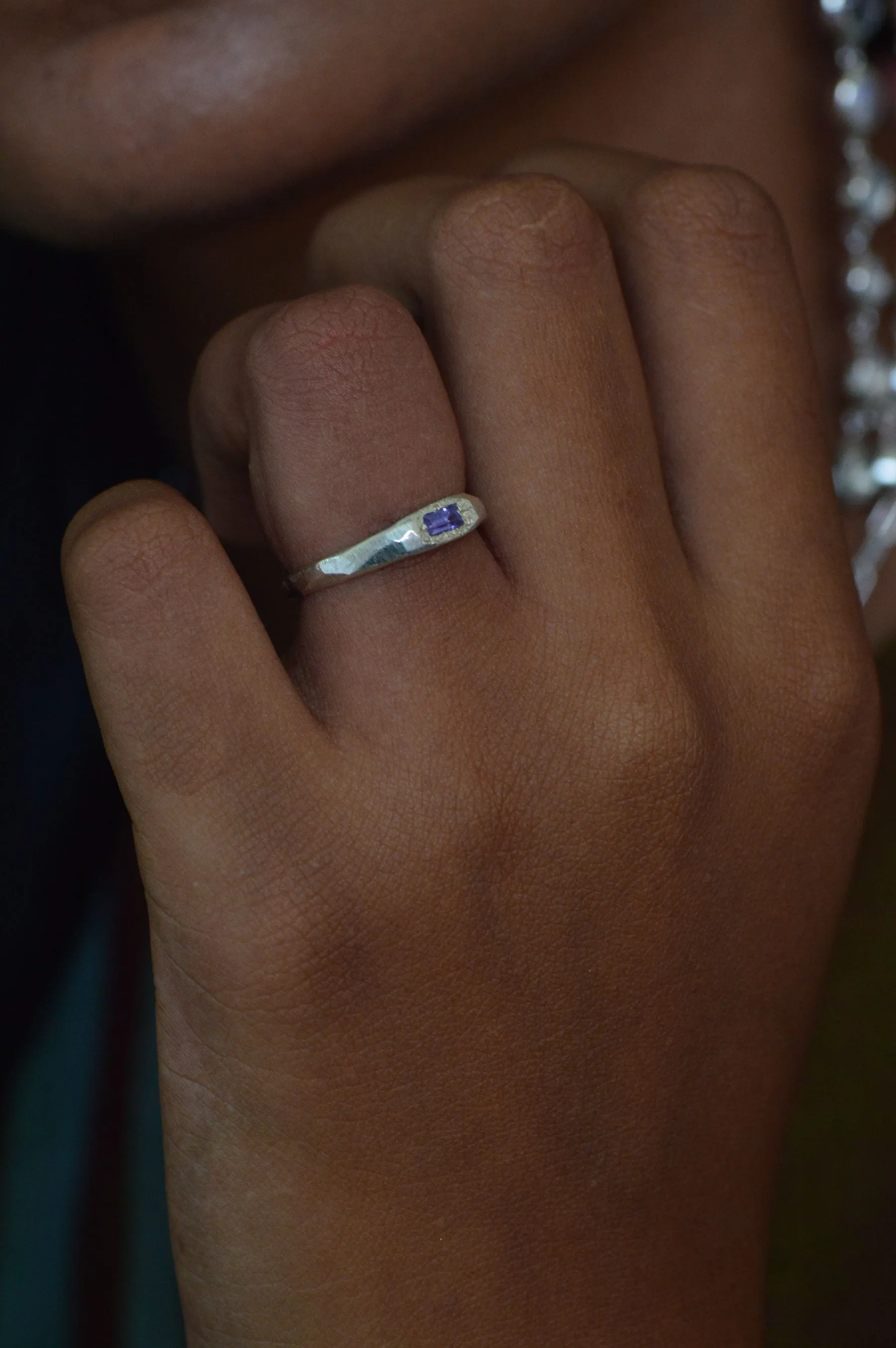 Cleo Purple Sapphire Silver Ring