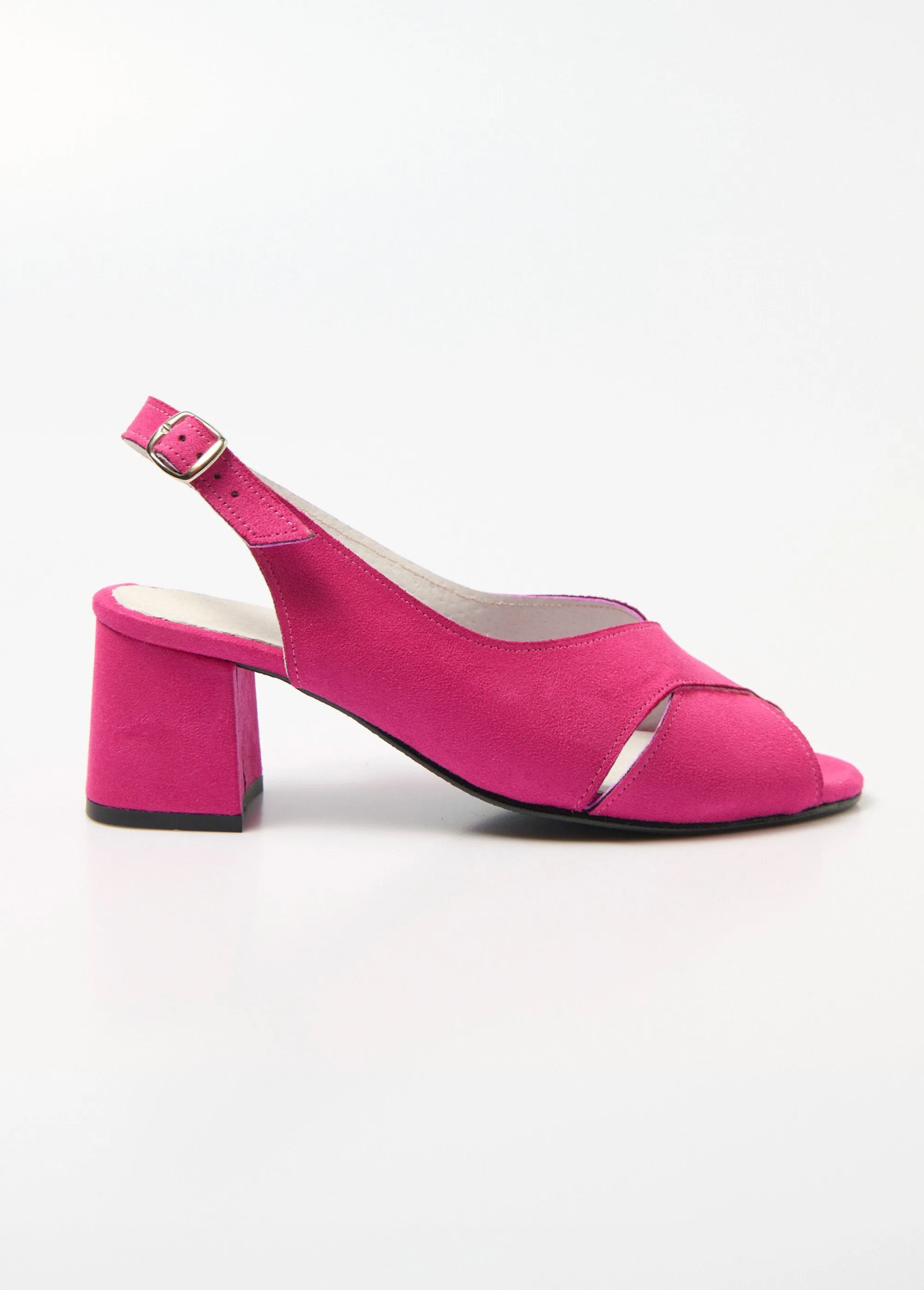 Comfort width crossed strap heeled sandals
