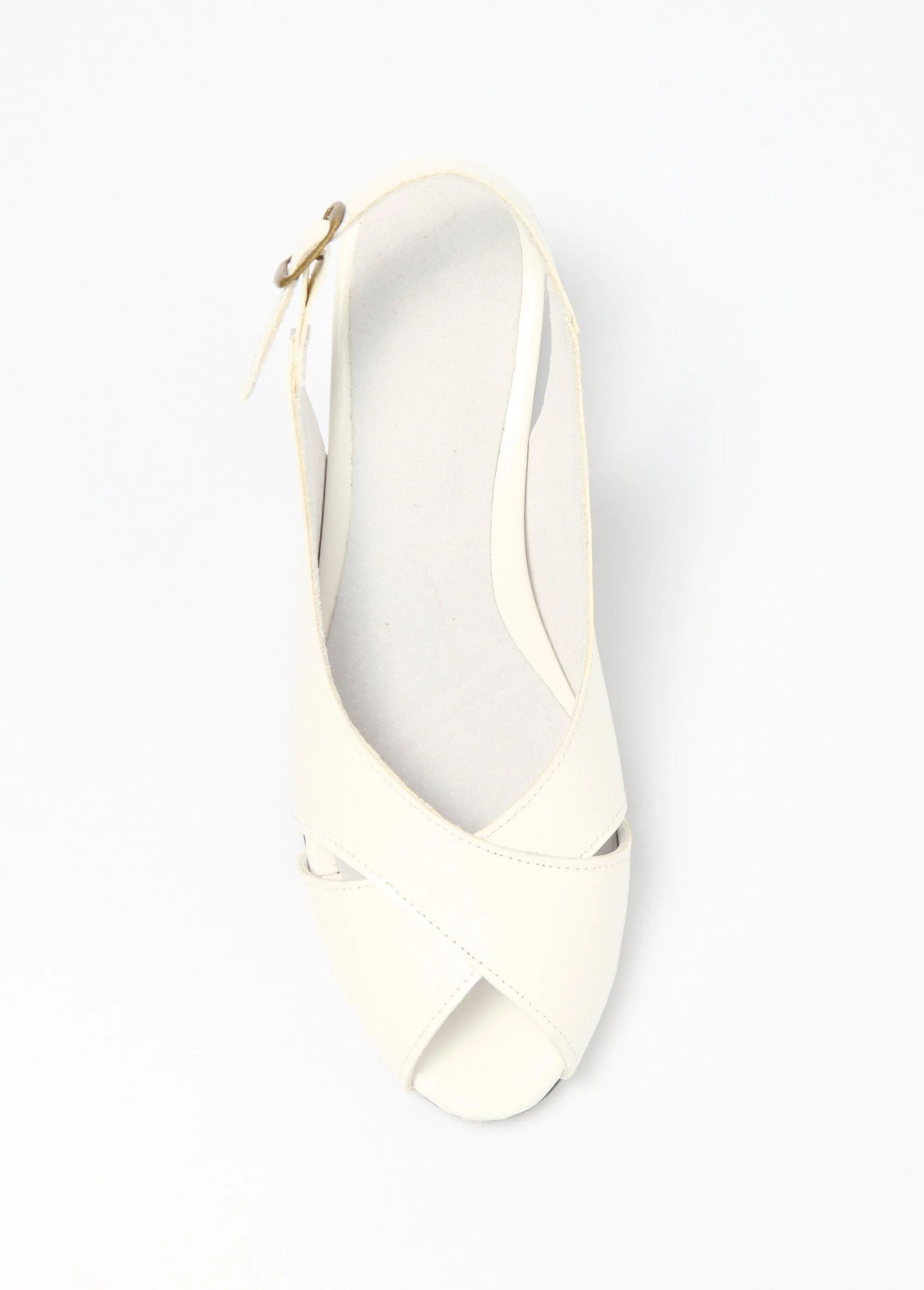 Comfort width crossed strap heeled sandals