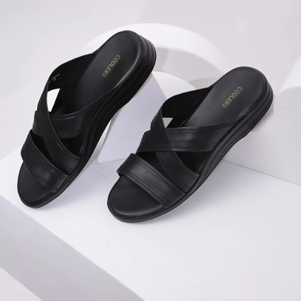 Coolers Casual Black Slippers For Men 7123-61 By Liberty