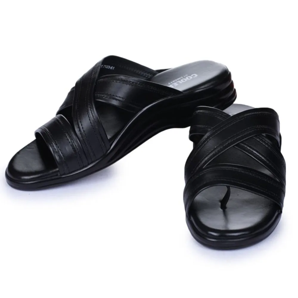 Coolers Casual Black Slippers For Men 7123-61 By Liberty