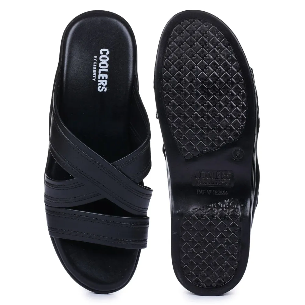Coolers Casual Black Slippers For Men 7123-61 By Liberty