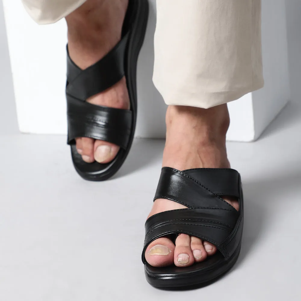 Coolers Casual Black Slippers For Men 7123-79 By Liberty