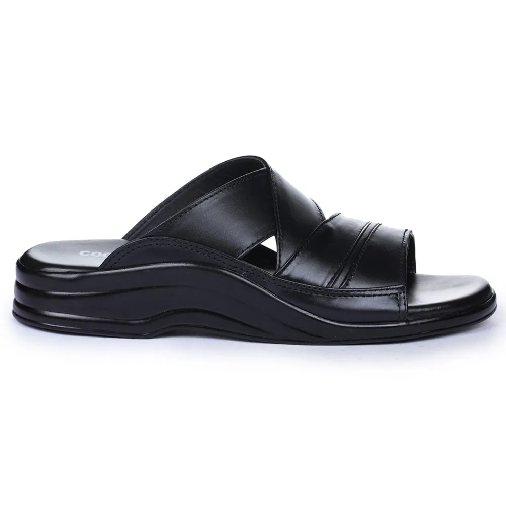 Coolers Casual Black Slippers For Men 7123-79 By Liberty