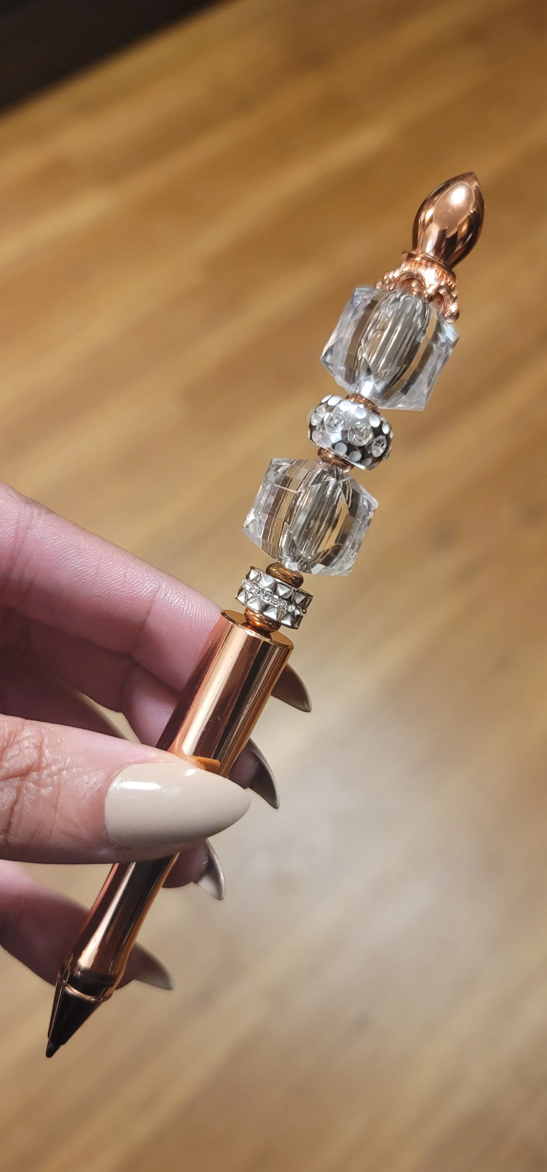 Crystal - Rhinestone, White, & Rose Gold Jeweled Ink Pen