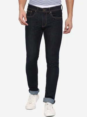 Dark Blue Solid Narrow Fit Jeans | Greenfibre