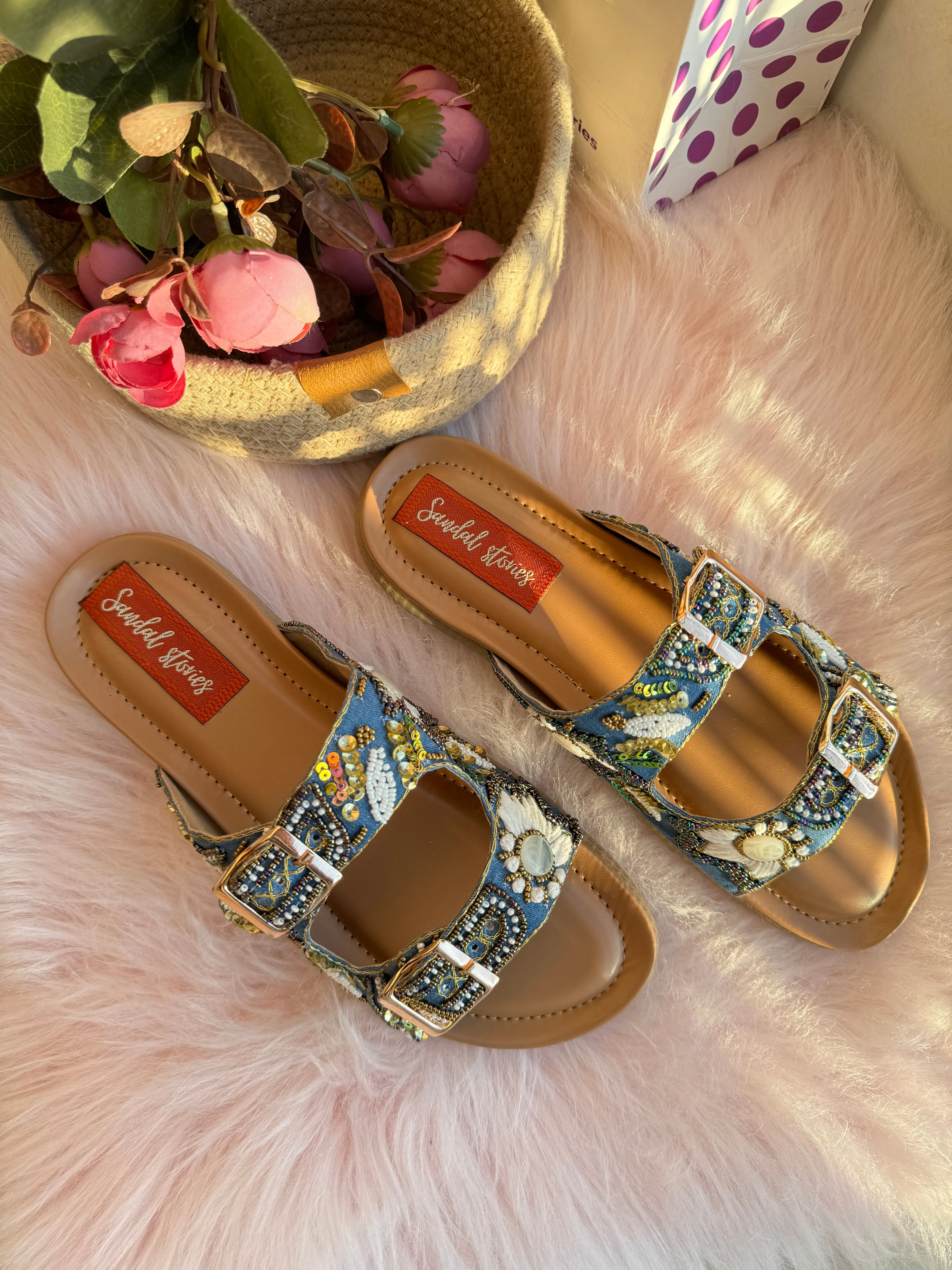 Denim Luxe Comfort Sandals with Doctor Sole