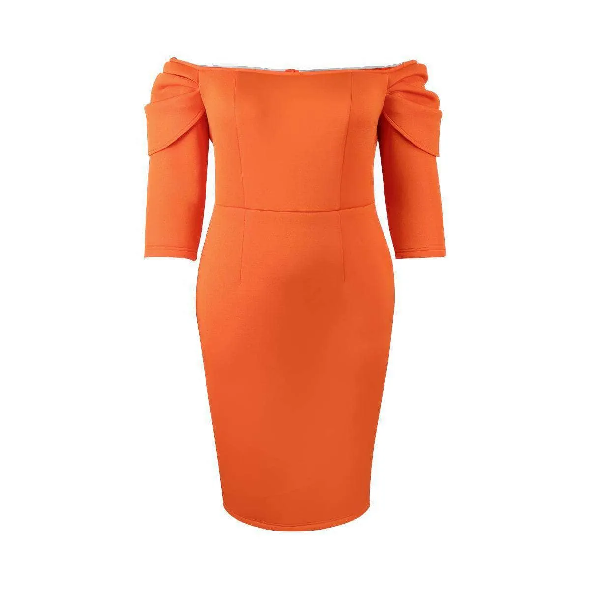 Draped Sleeves Midi Scuba Slimfit Dress