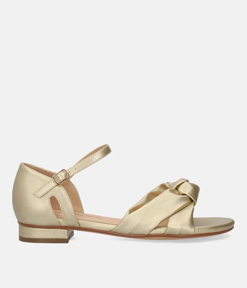 Dressy Gold Ankle Strap Flats