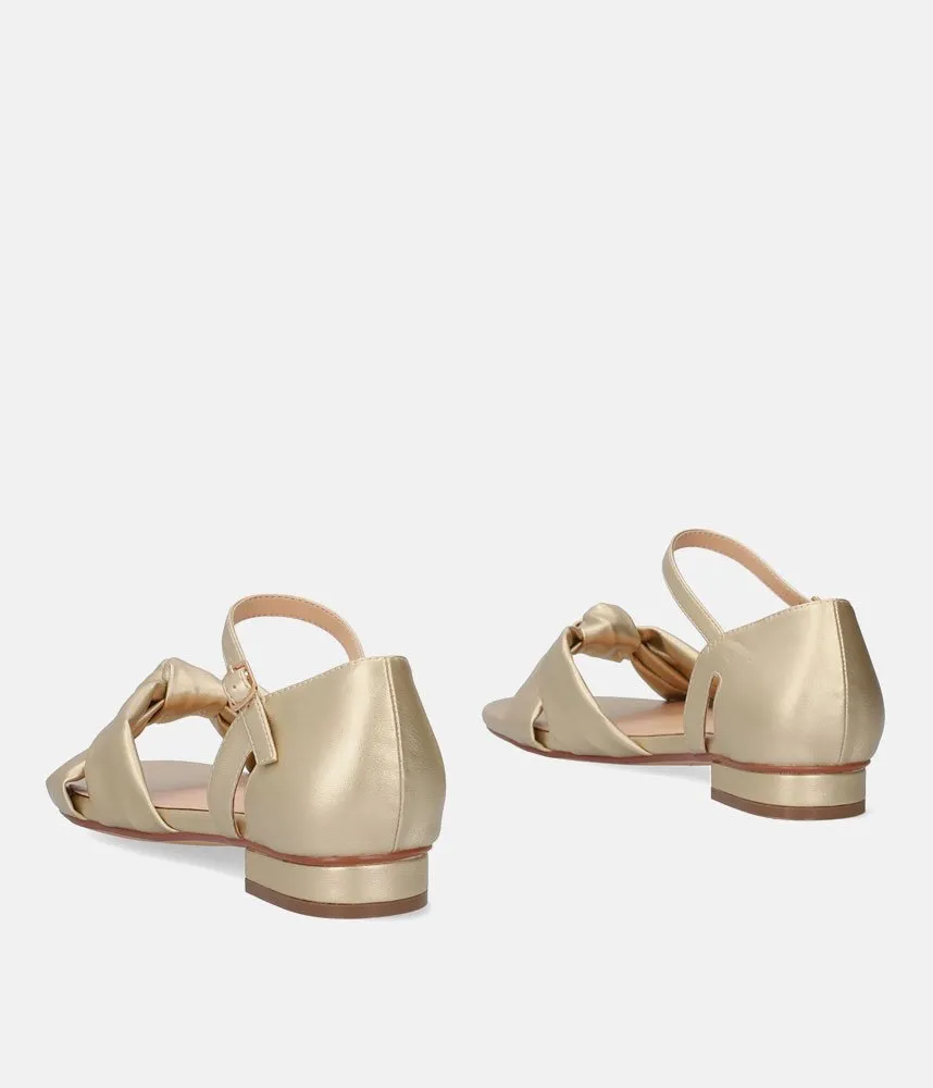 Dressy Gold Ankle Strap Flats