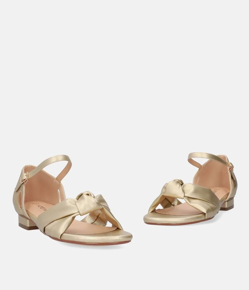 Dressy Gold Ankle Strap Flats