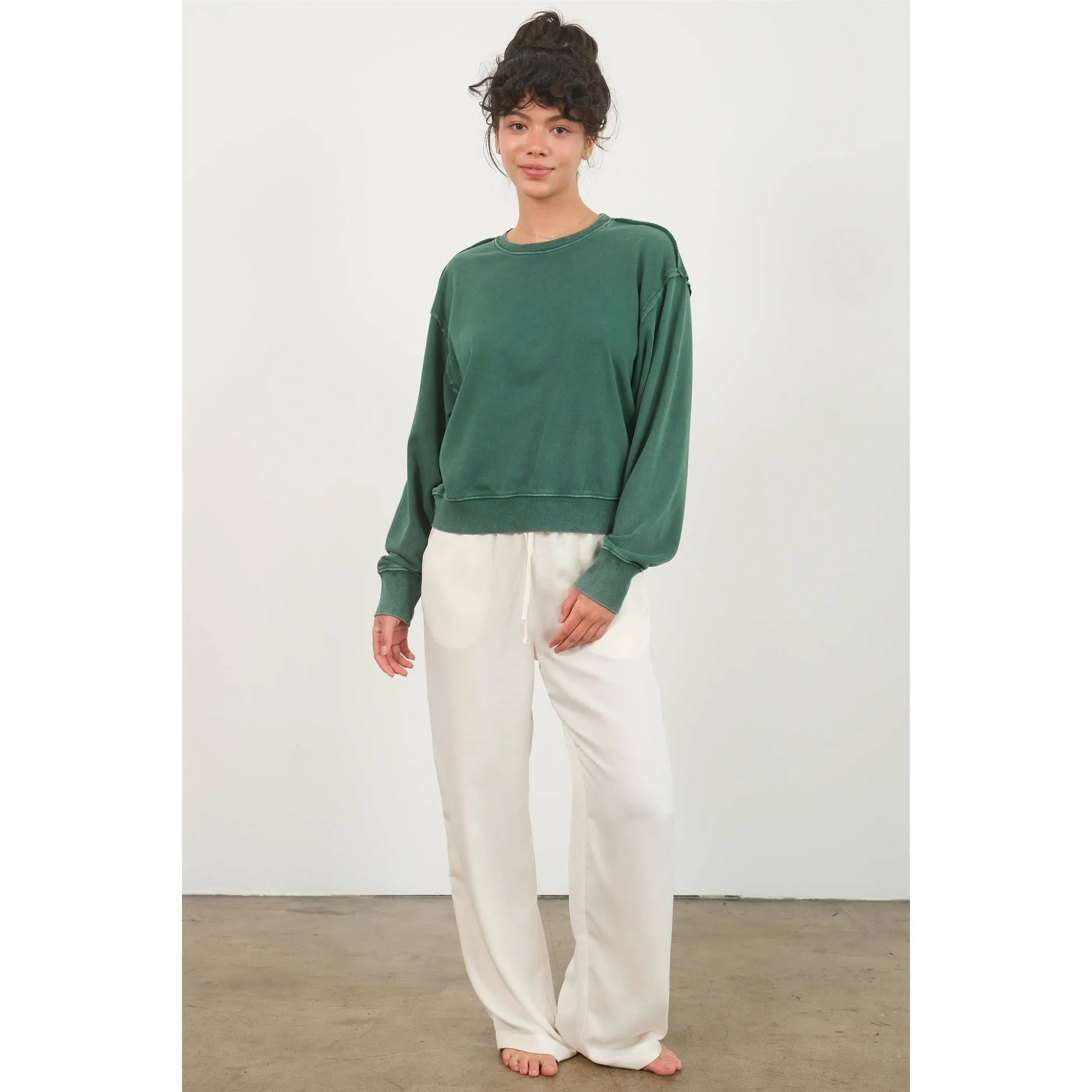 Drop Shoulders Crewneck HYFVE Sweatshirt: Dark Green
